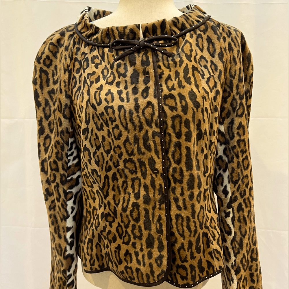 Vintage Moschino Cheap and Chic leopard fur jacket with polka dot lining IT42/44